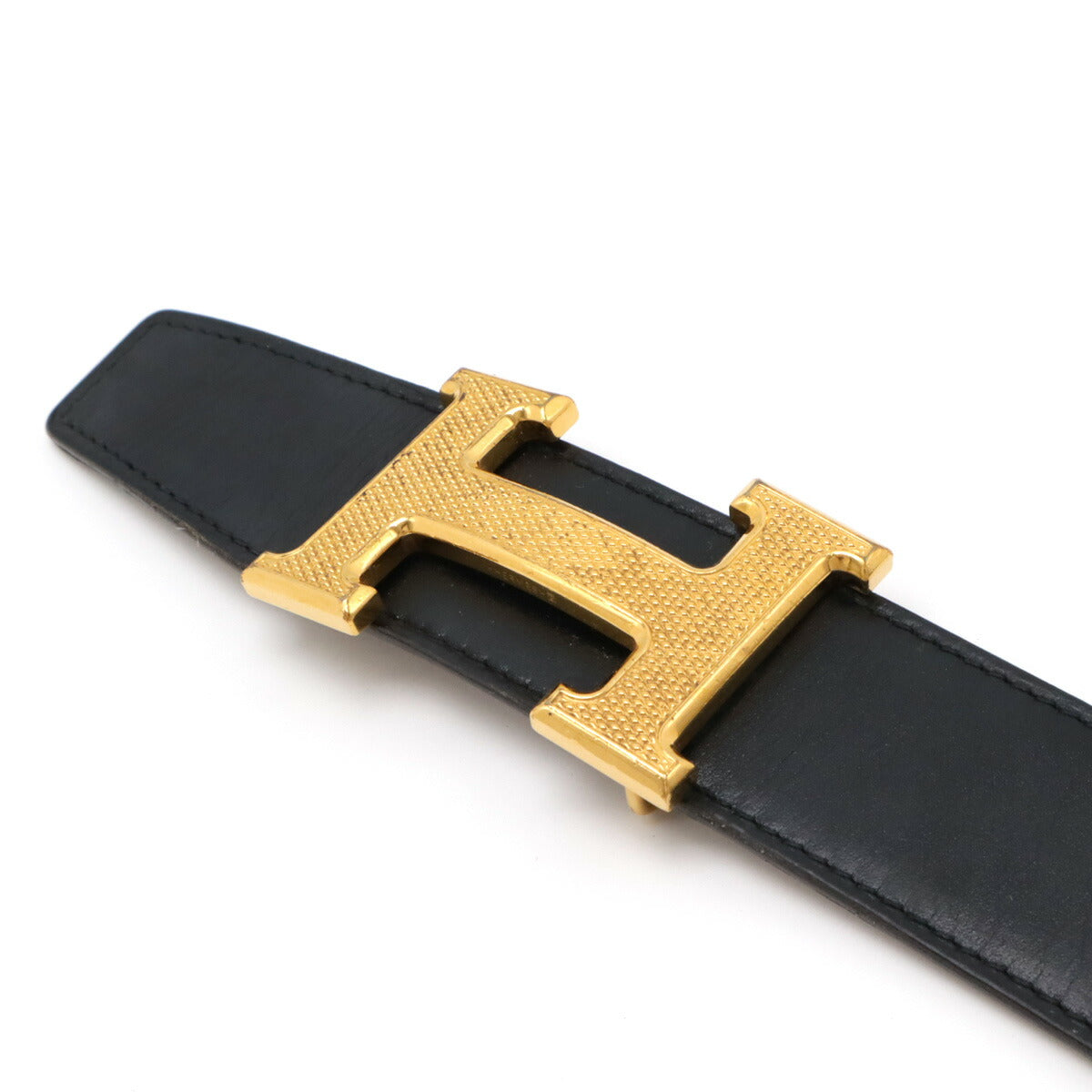 Hermes H Guilloche Constance Reversible Leather Belt