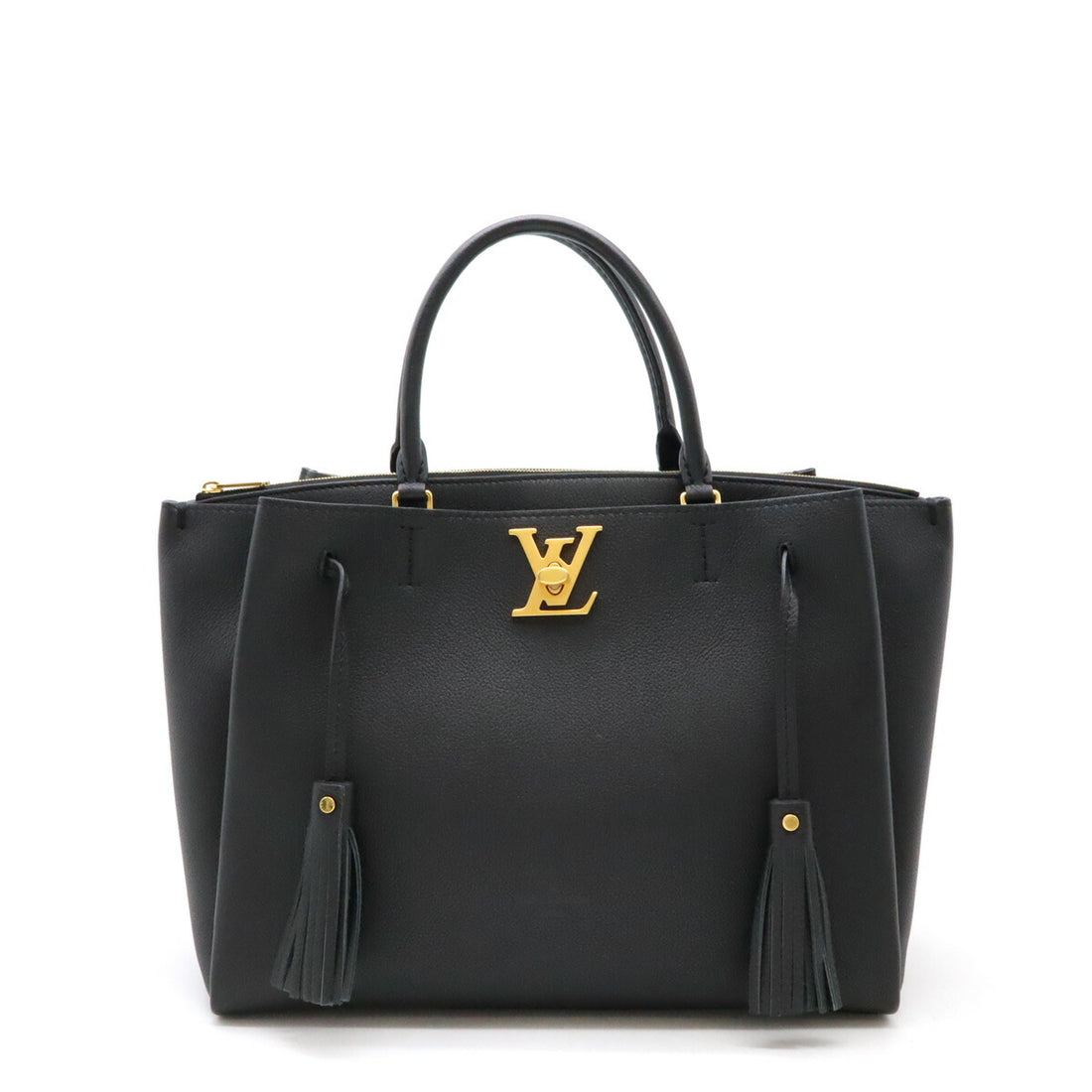 Louis Vuitton Lockme Leather Handbag Black