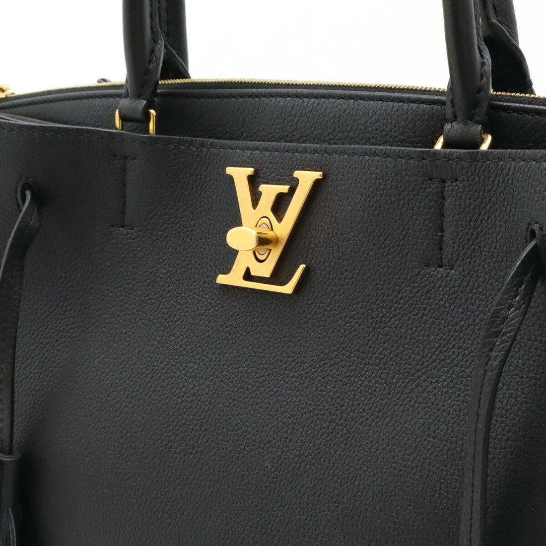 Louis Vuitton Lockme Leather Handbag Black