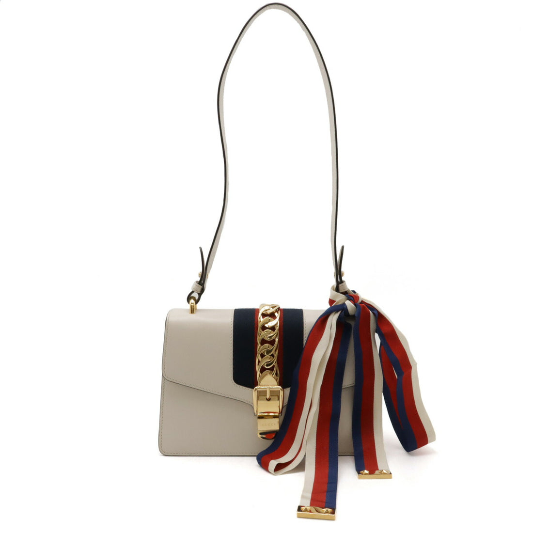 Gucci Sylvie Leather Shoulder Bag Off-White