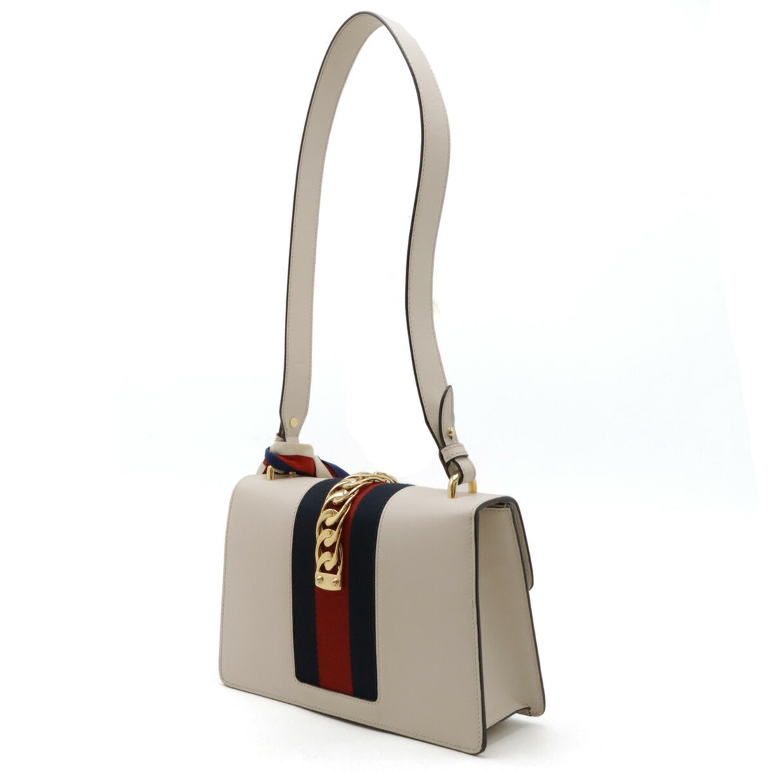 Gucci Sylvie Leather Shoulder Bag Off-White