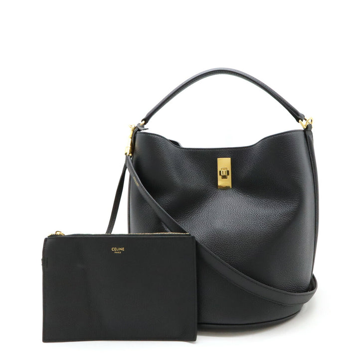 Celine Leather Bucket 16 Handbag Black