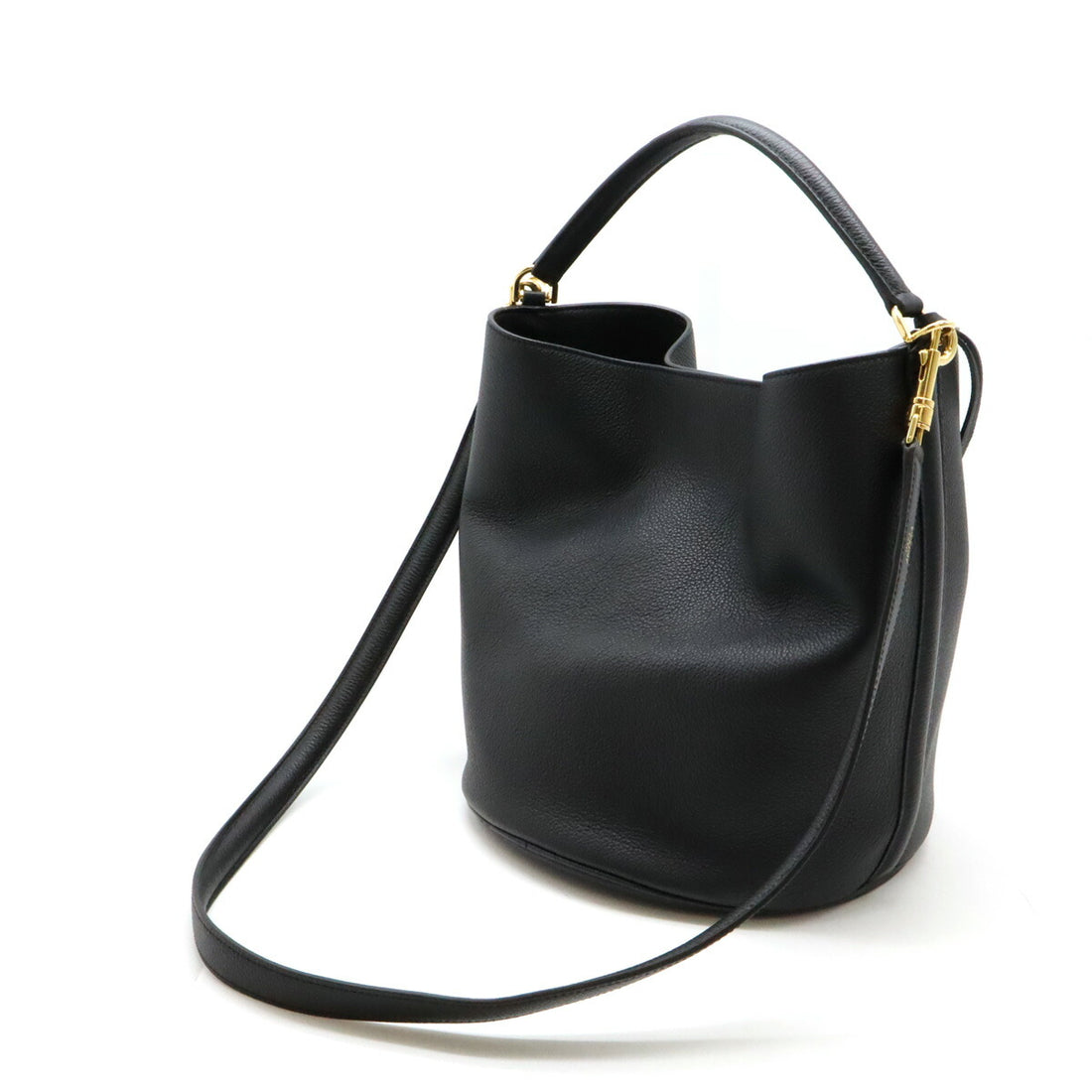 Celine Leather Bucket 16 Handbag Black