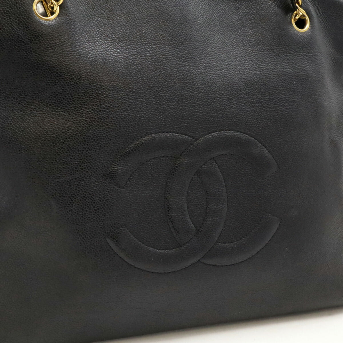 Chanel Caviar Chain Tote Bag Black