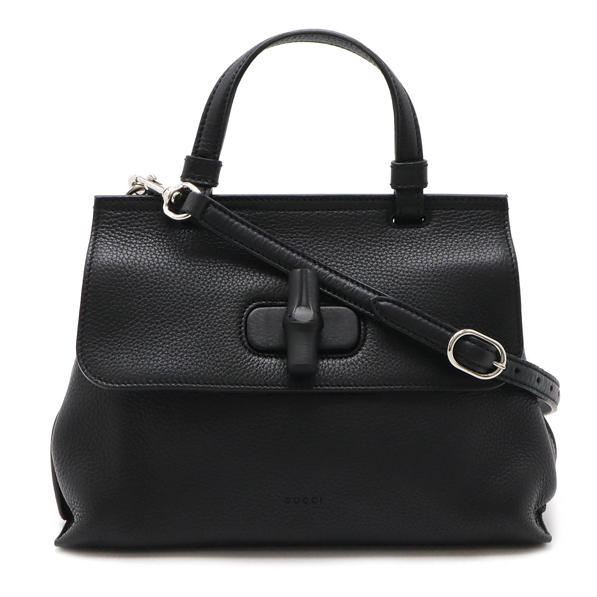 Gucci Bamboo Leather Top Handle Bag Black