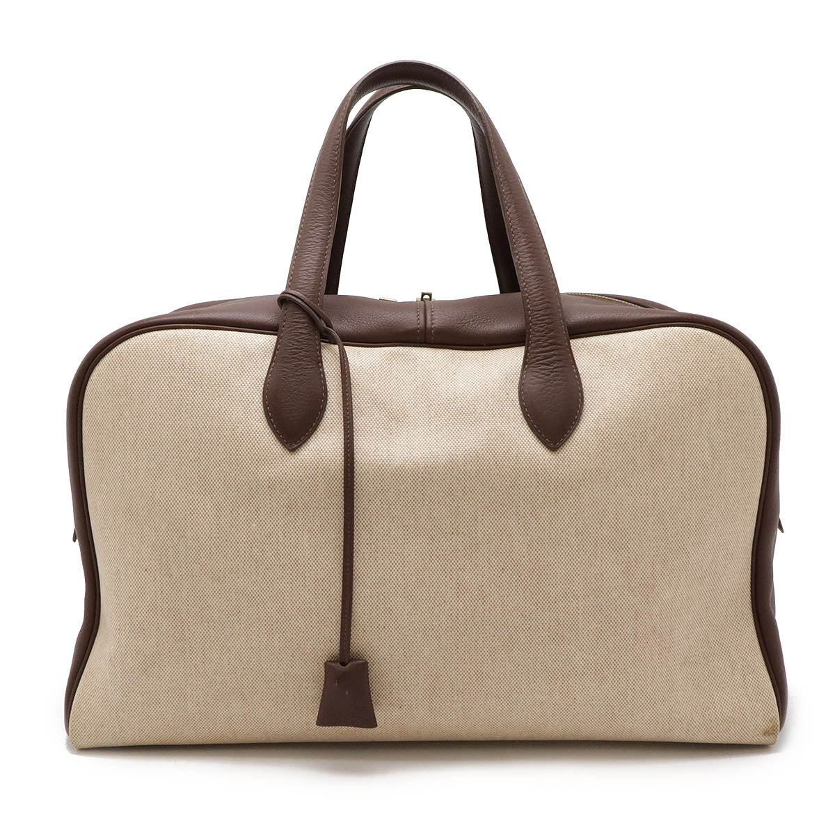 Hermes Victoria 43 Boston Bag Beige Brown