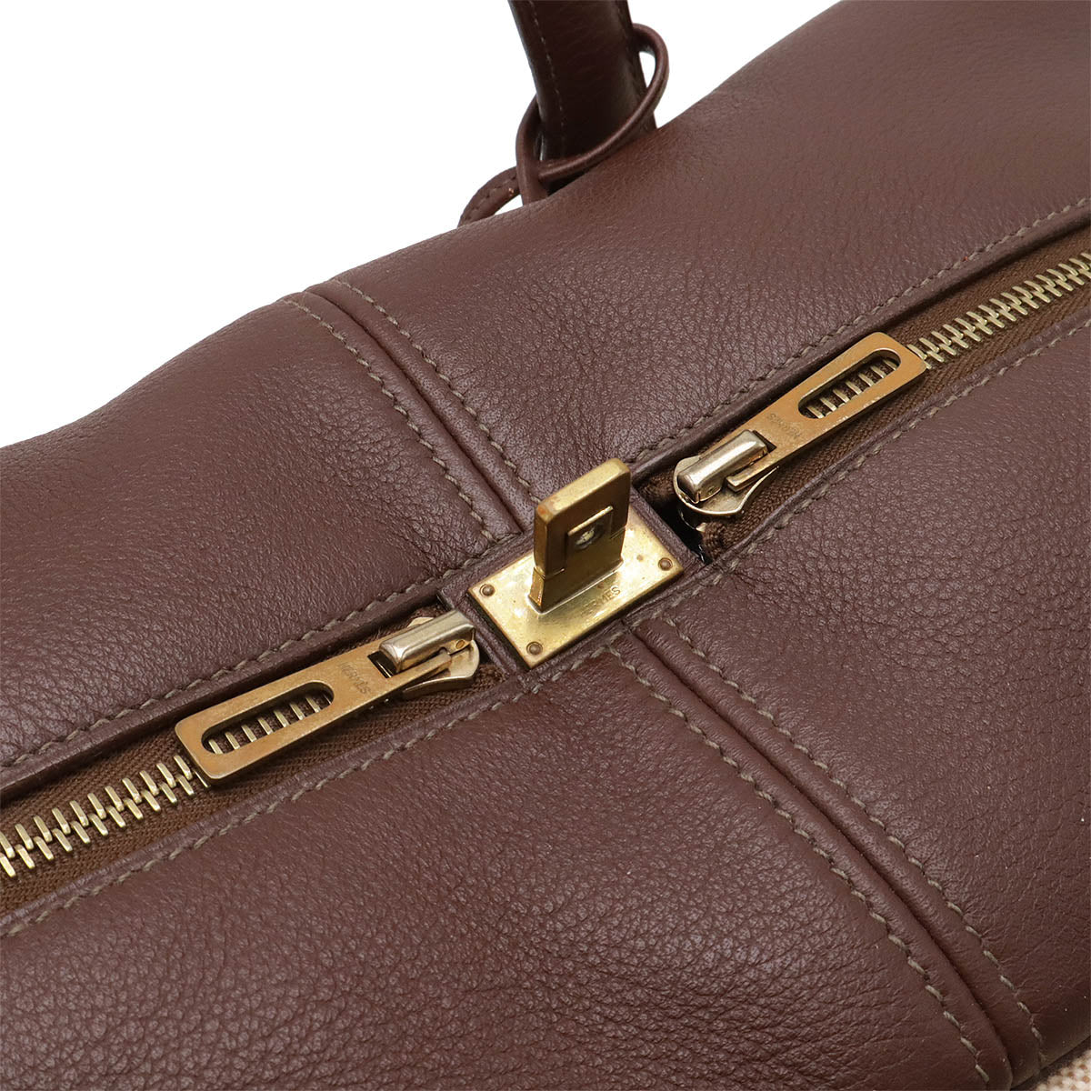 Hermes Victoria 43 Boston Bag Beige Brown