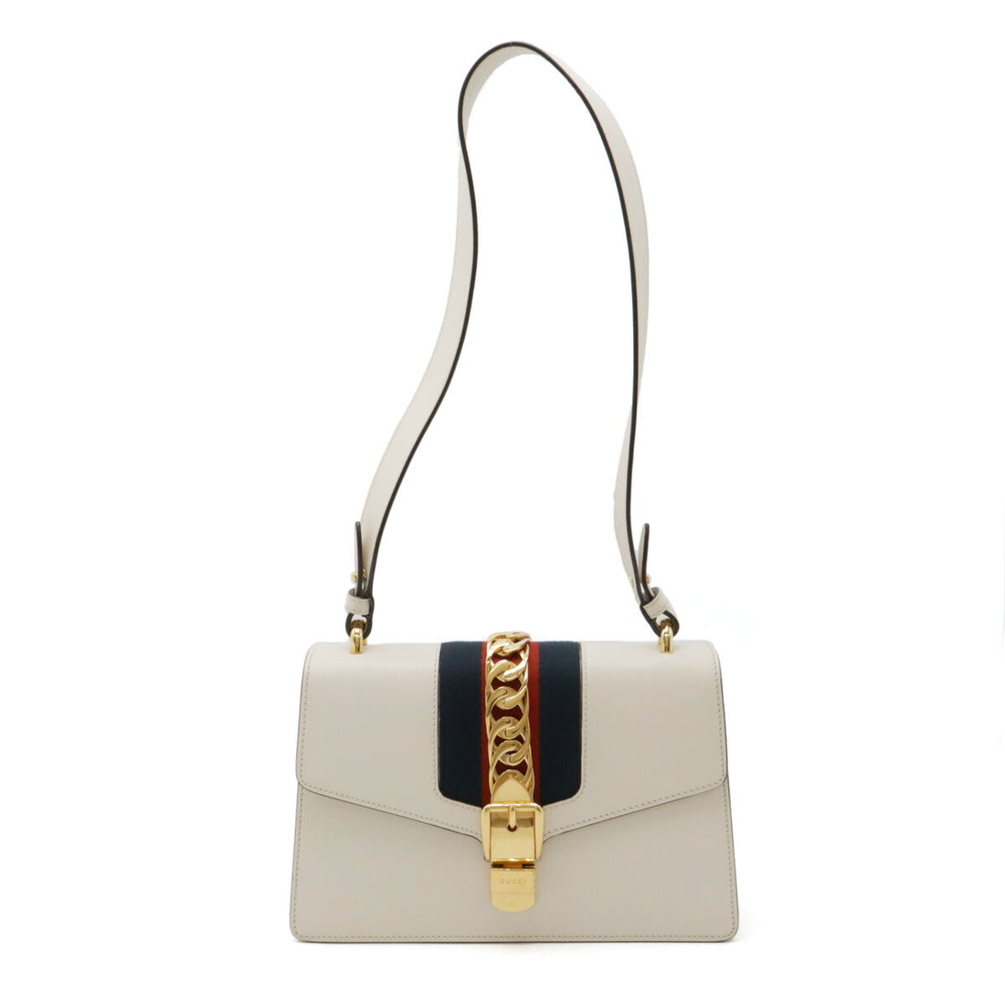 Gucci Sylvie Leather Shoulder Bag Off-White