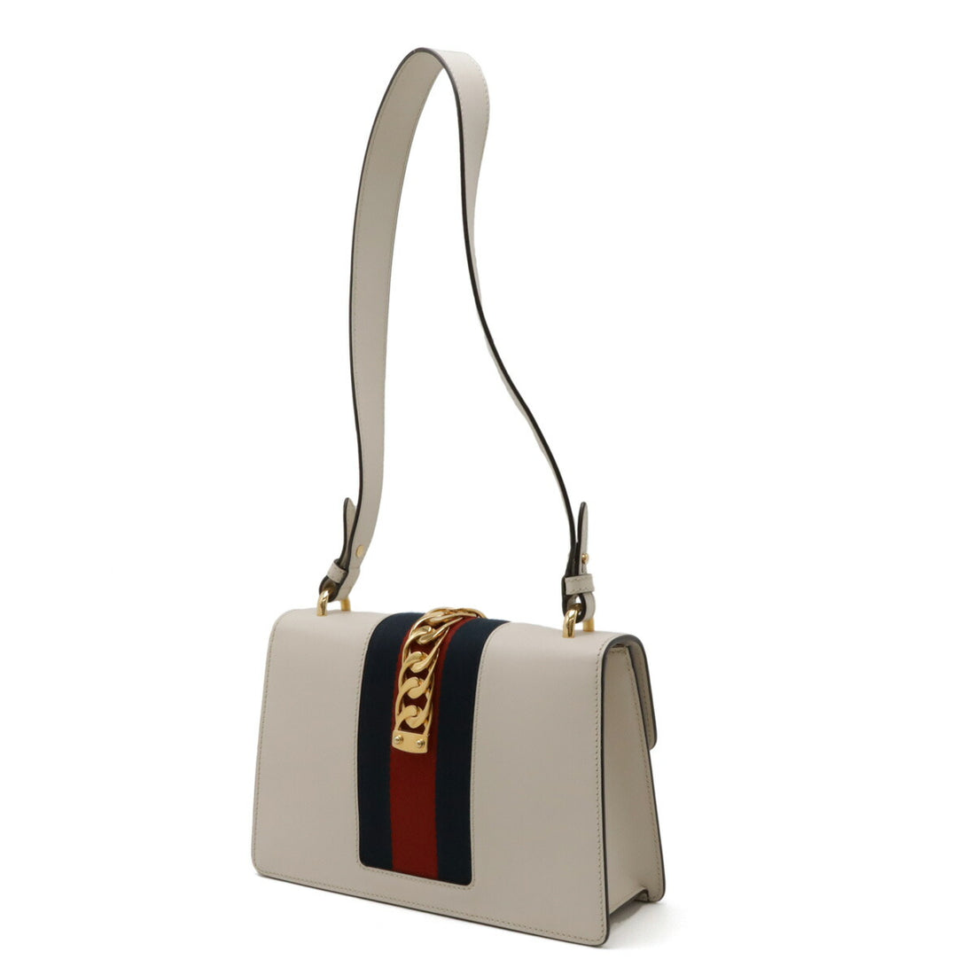 Gucci Sylvie Leather Shoulder Bag Off-White