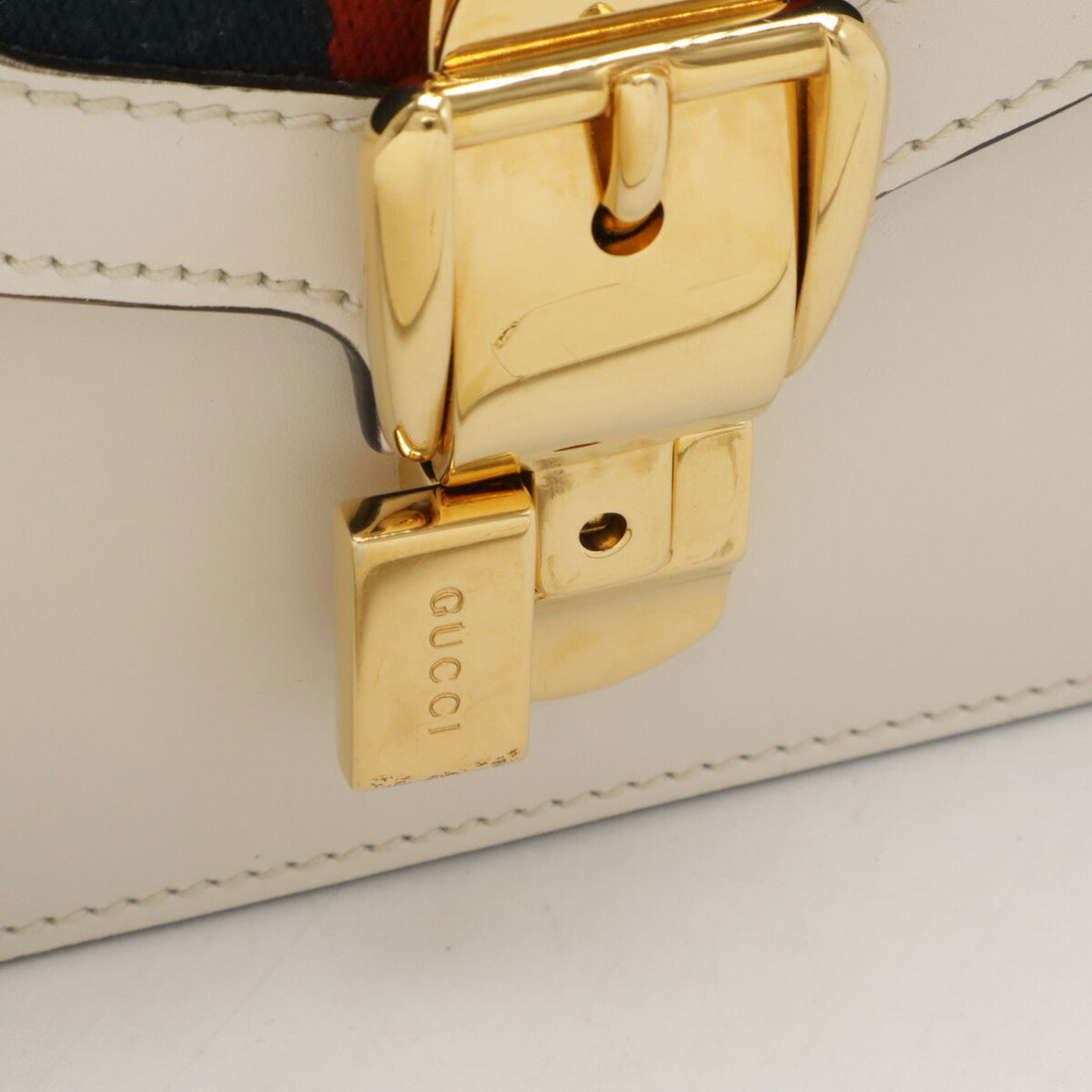 Gucci Sylvie Leather Shoulder Bag Off-White