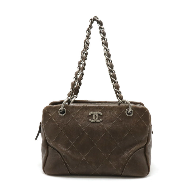 Chanel Caviar Chain Tote Bag Brown