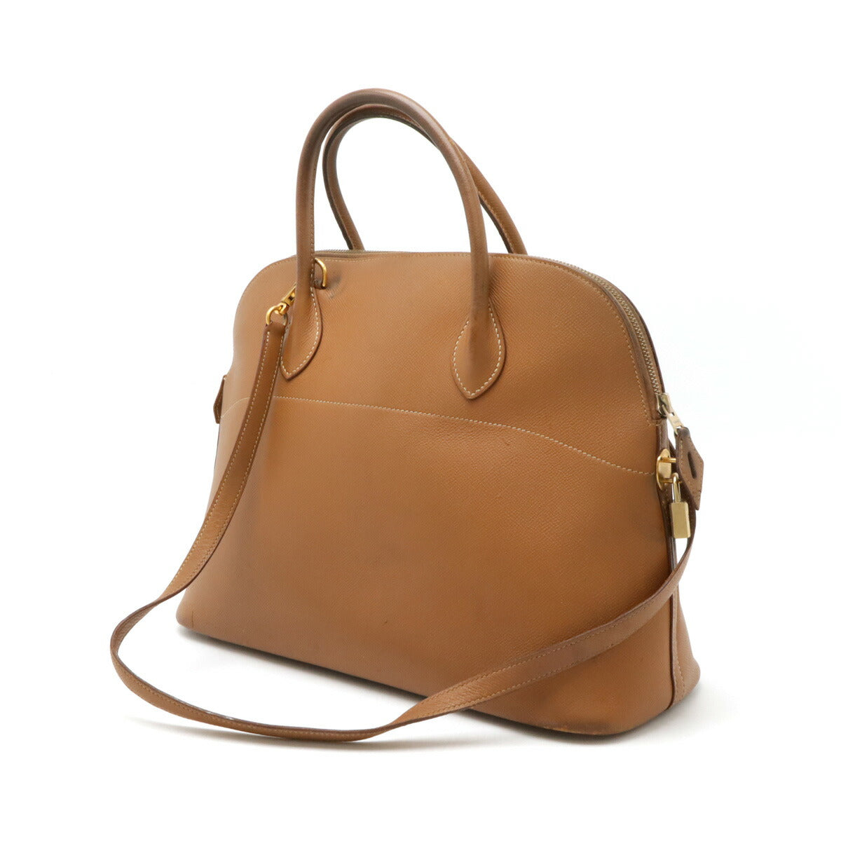 Hermes Bolide 37 Handbag Brown Leather