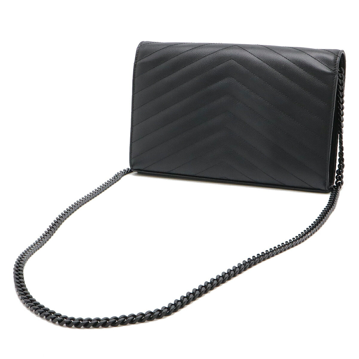 YSL Cassandra Leather Chain Wallet Black