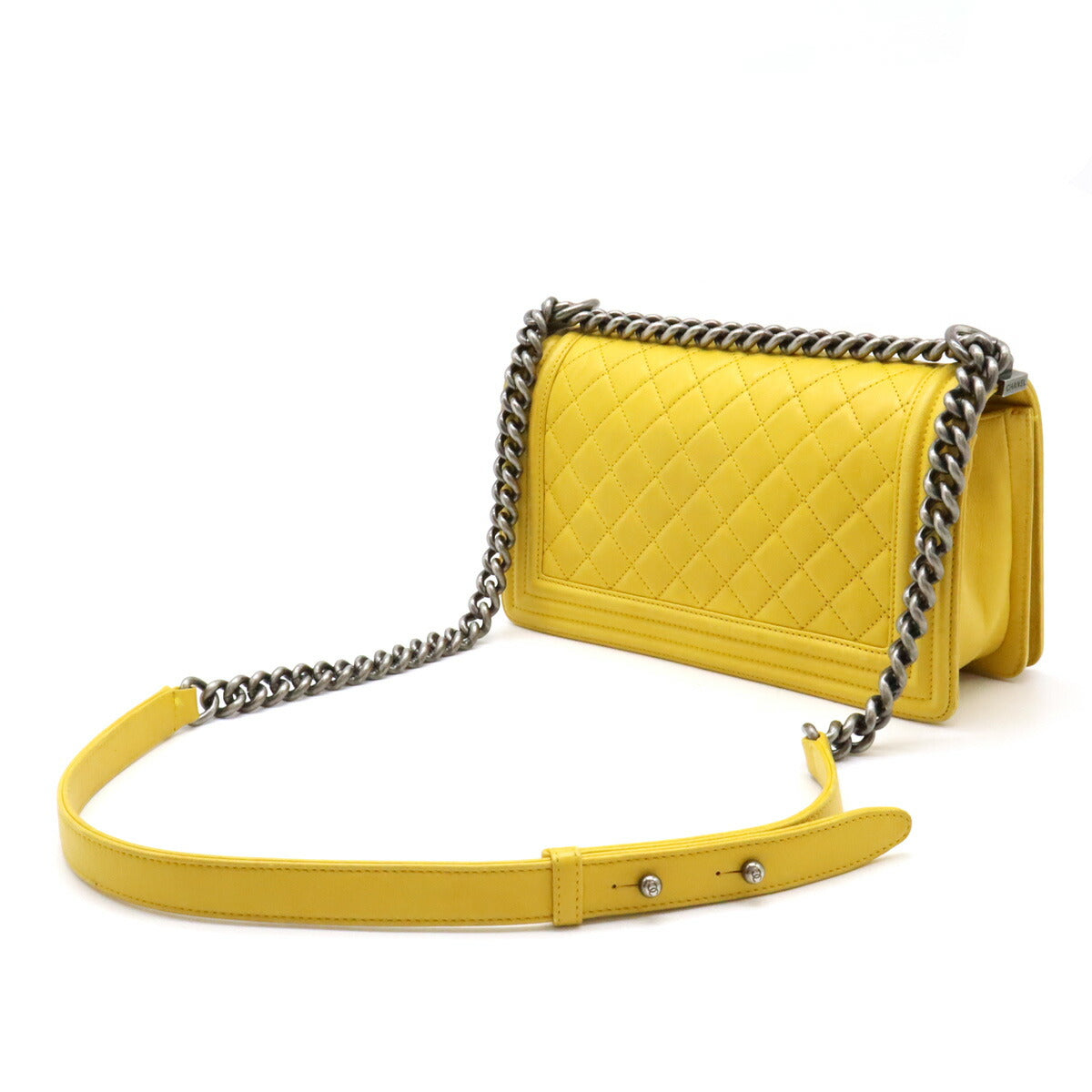 Chanel Boy Matelasse Leather Shoulder Bag Yellow