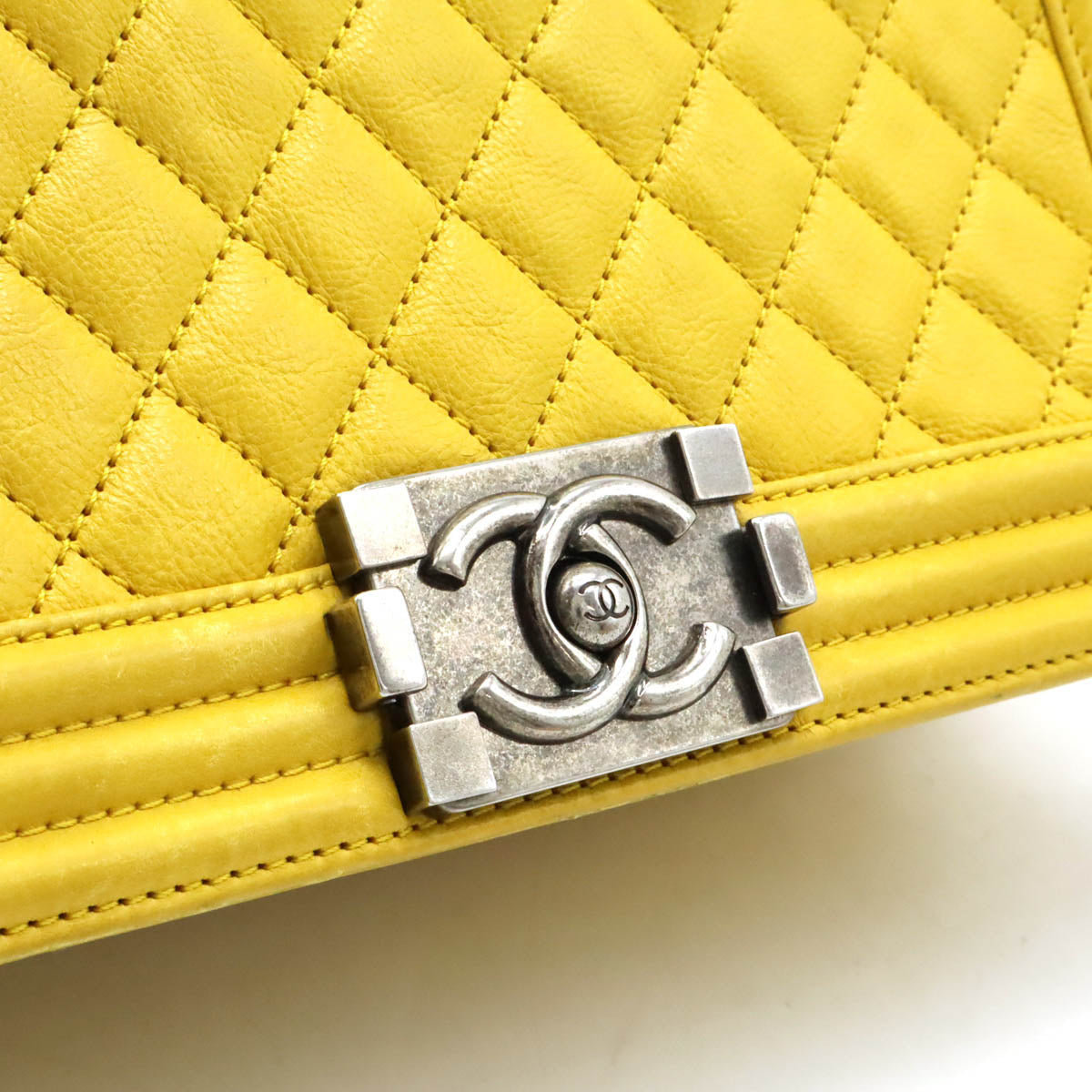 Chanel Boy Matelasse Leather Shoulder Bag Yellow