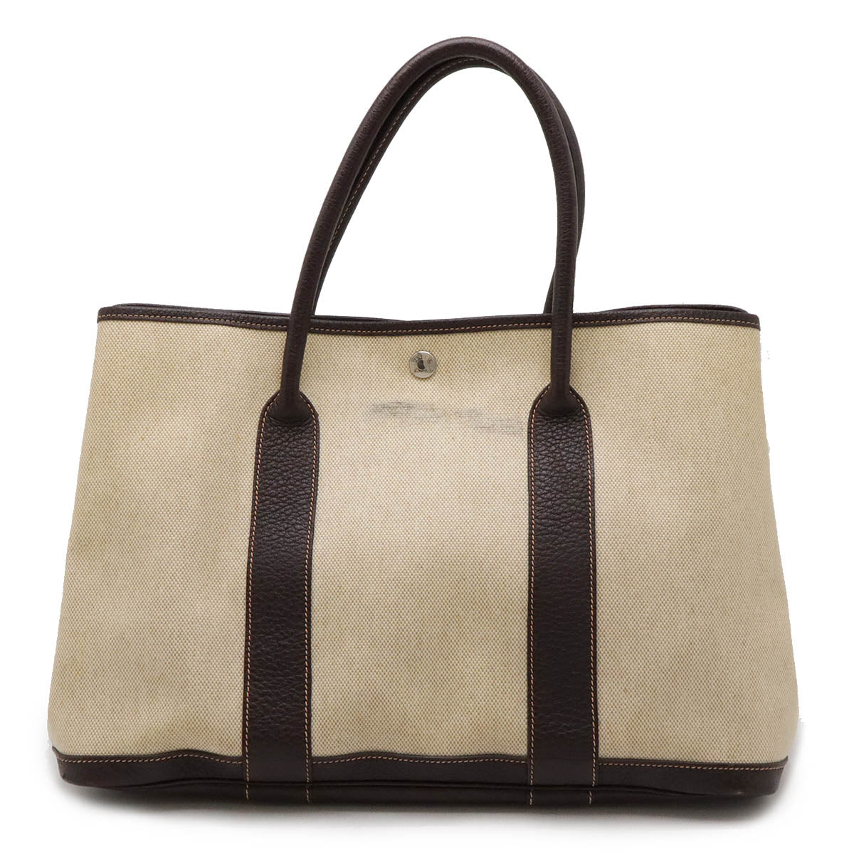 Hermes Garden Party PM Canvas Leather Tote Bag