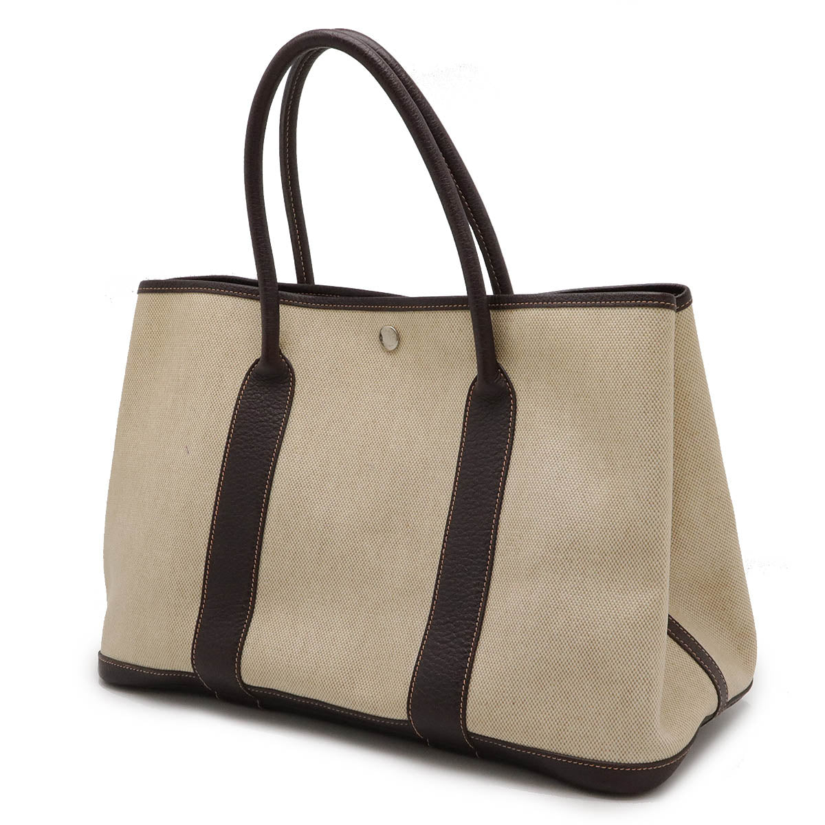 Hermes Garden Party PM Canvas Leather Tote Bag