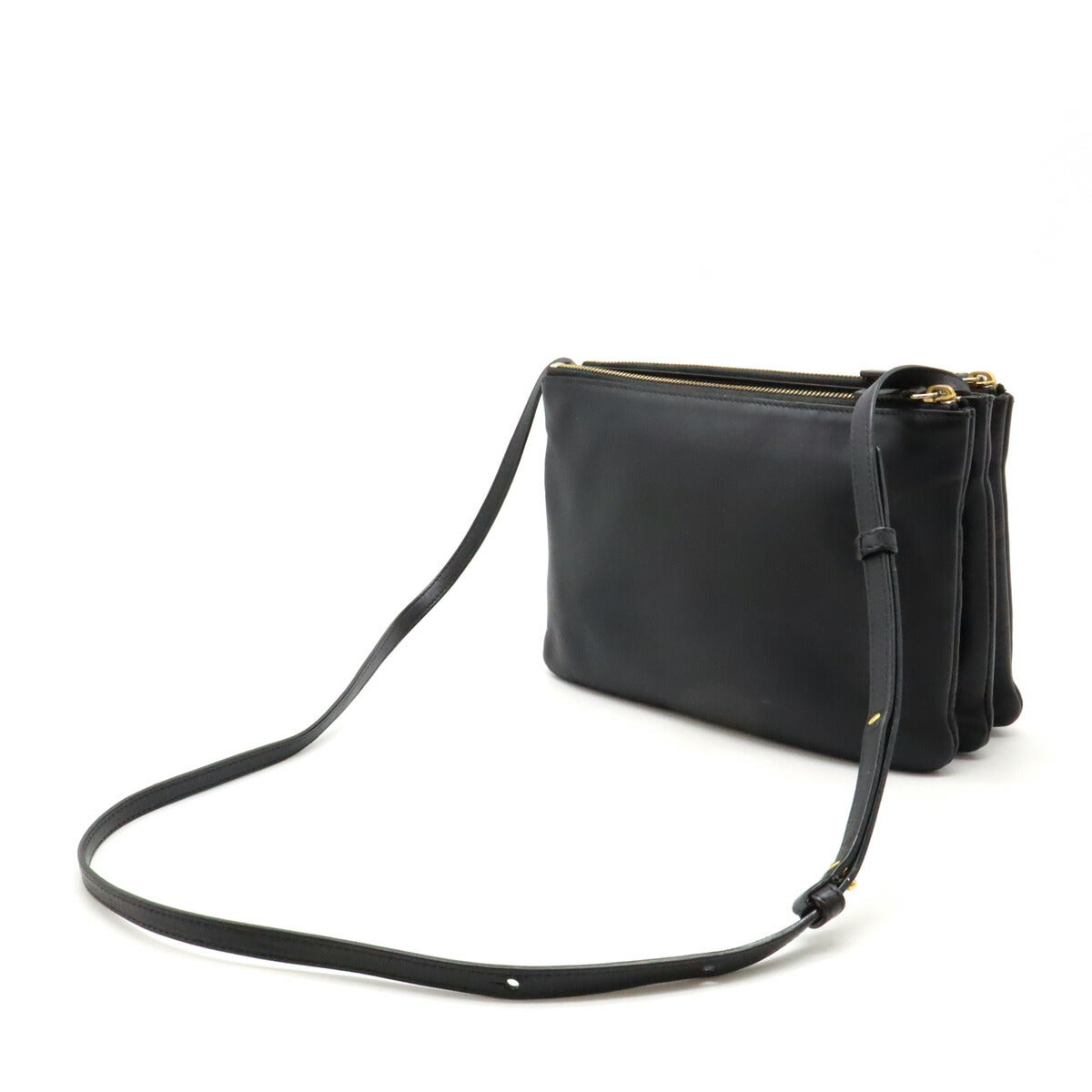 Celine Trio Large Shoulder Bag Black Leather