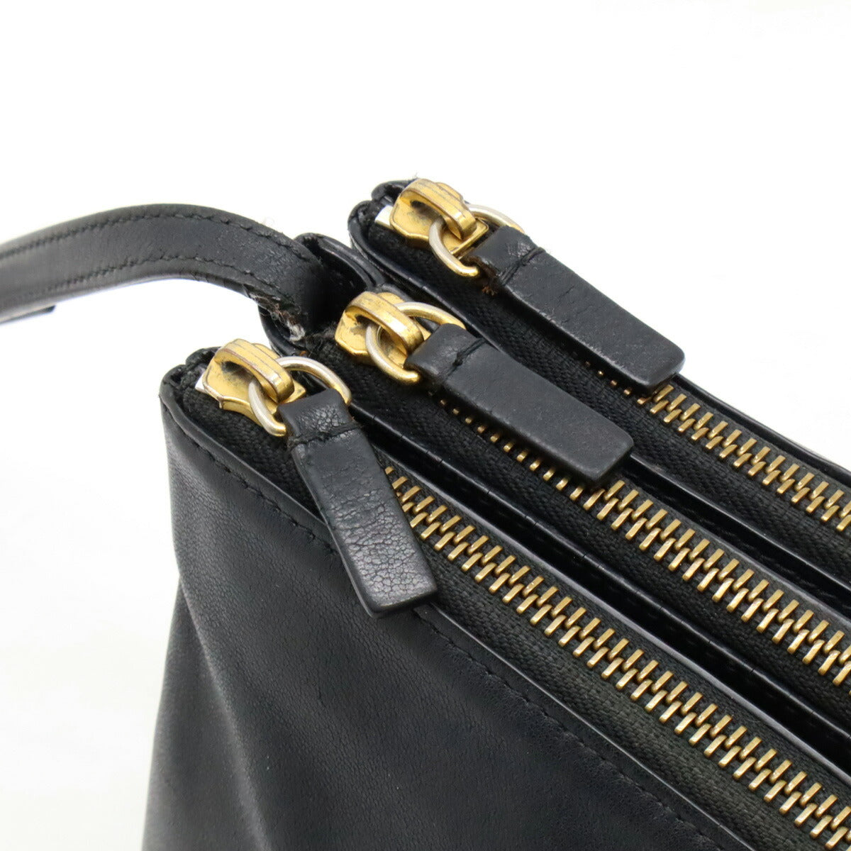 Celine Trio Large Shoulder Bag Black Leather