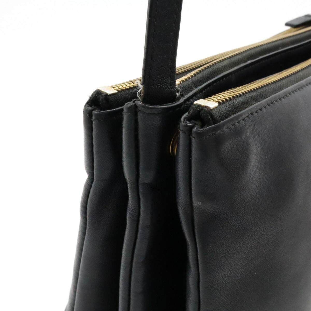 Celine Trio Large Shoulder Bag Black Leather