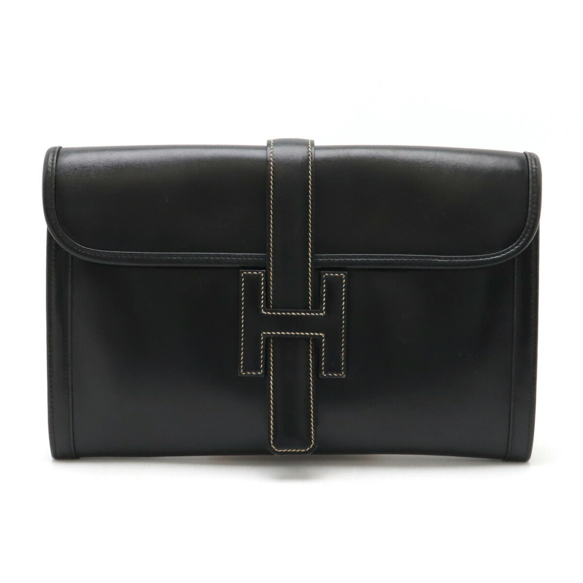 Hermes Jige PM Leather Clutch Bag Black