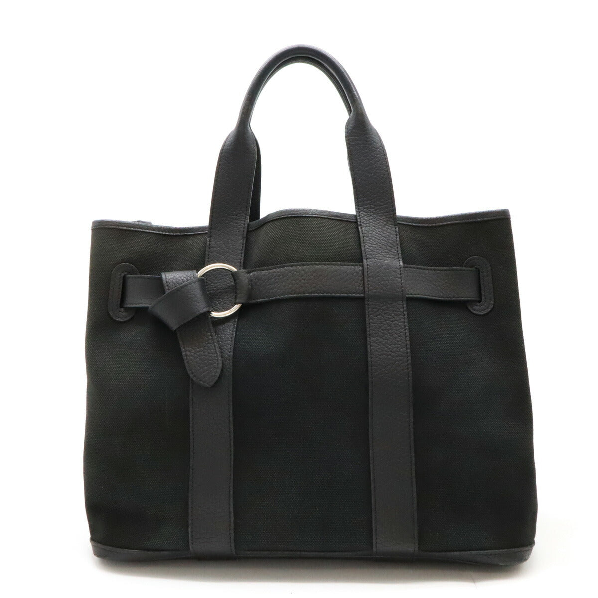 Hermes Canvas Leather Tote Bag Black