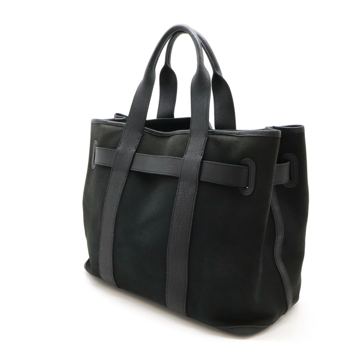 Hermes Canvas Leather Tote Bag Black