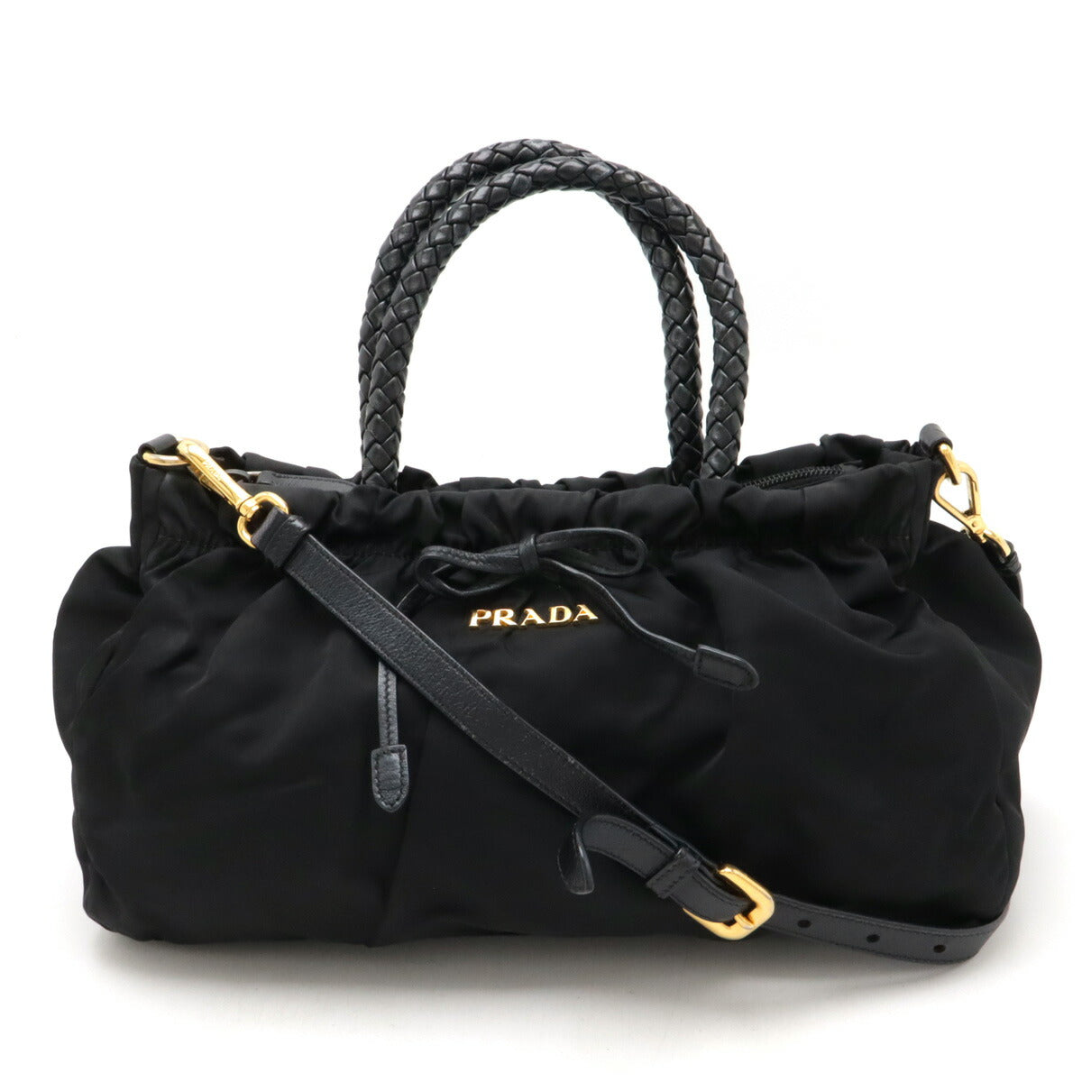 Prada Nylon Leather 2WAY Tote Handbag