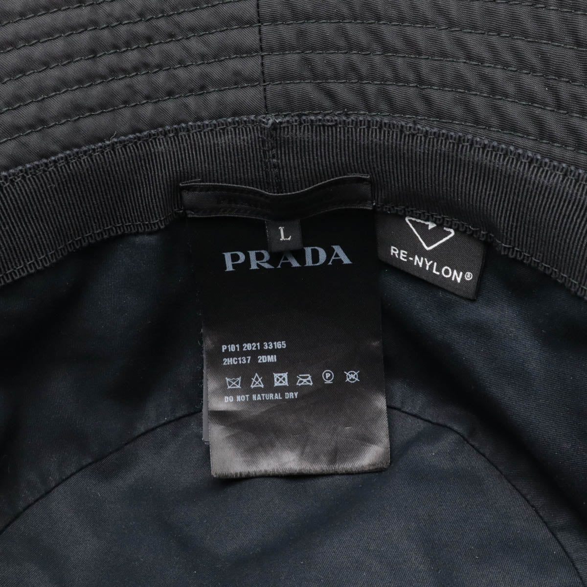 Prada Nylon Triangle Logo Bucket Hat Black