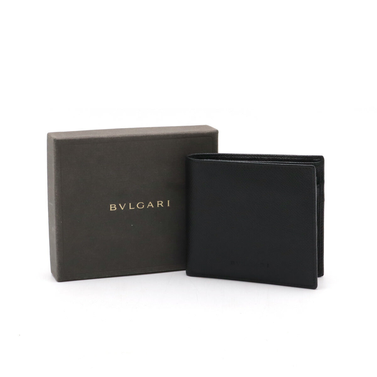 Bvlgari Grain Leather Bifold Wallet Black