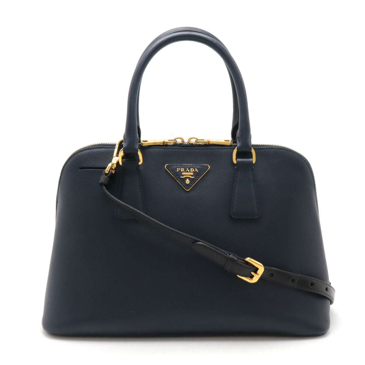 Prada Saffiano Leather 2WAY Handbag Navy