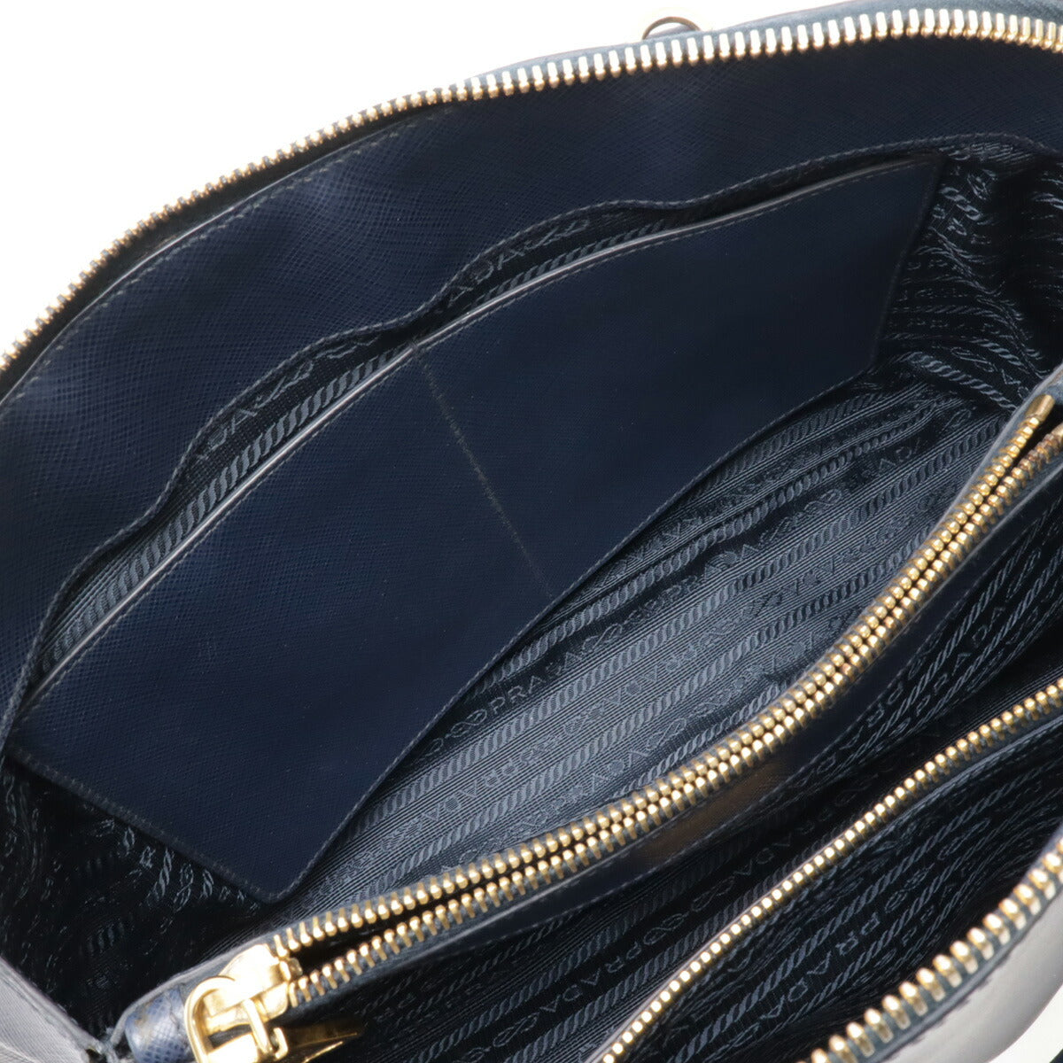 Prada Saffiano Leather 2WAY Handbag Navy