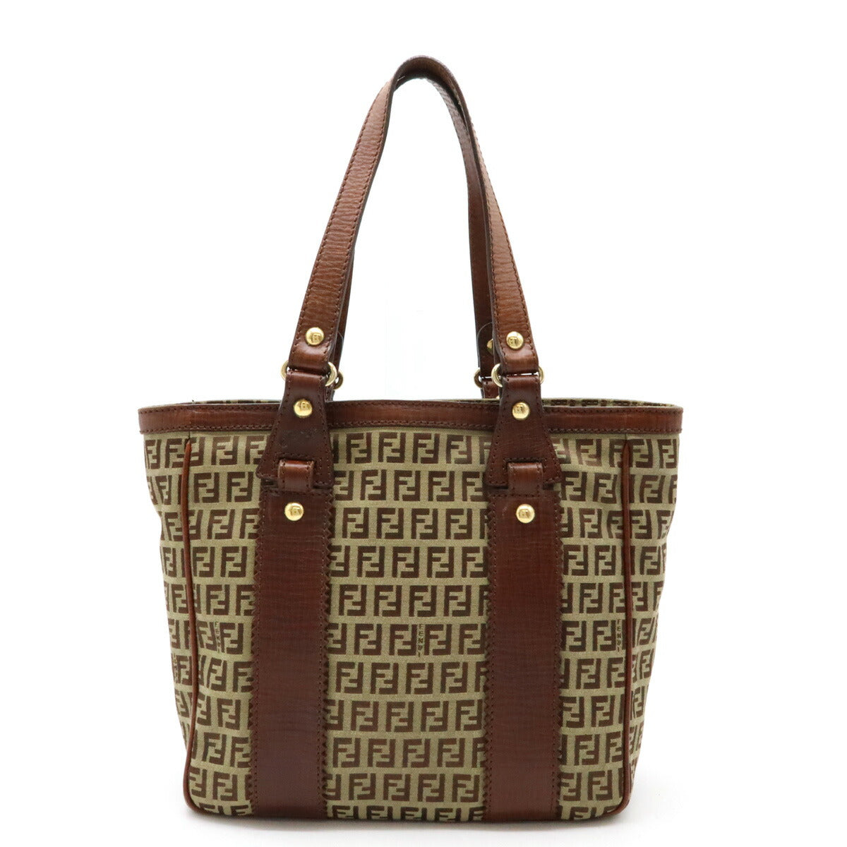 Fendi Zucchino Tote Bag Canvas Leather