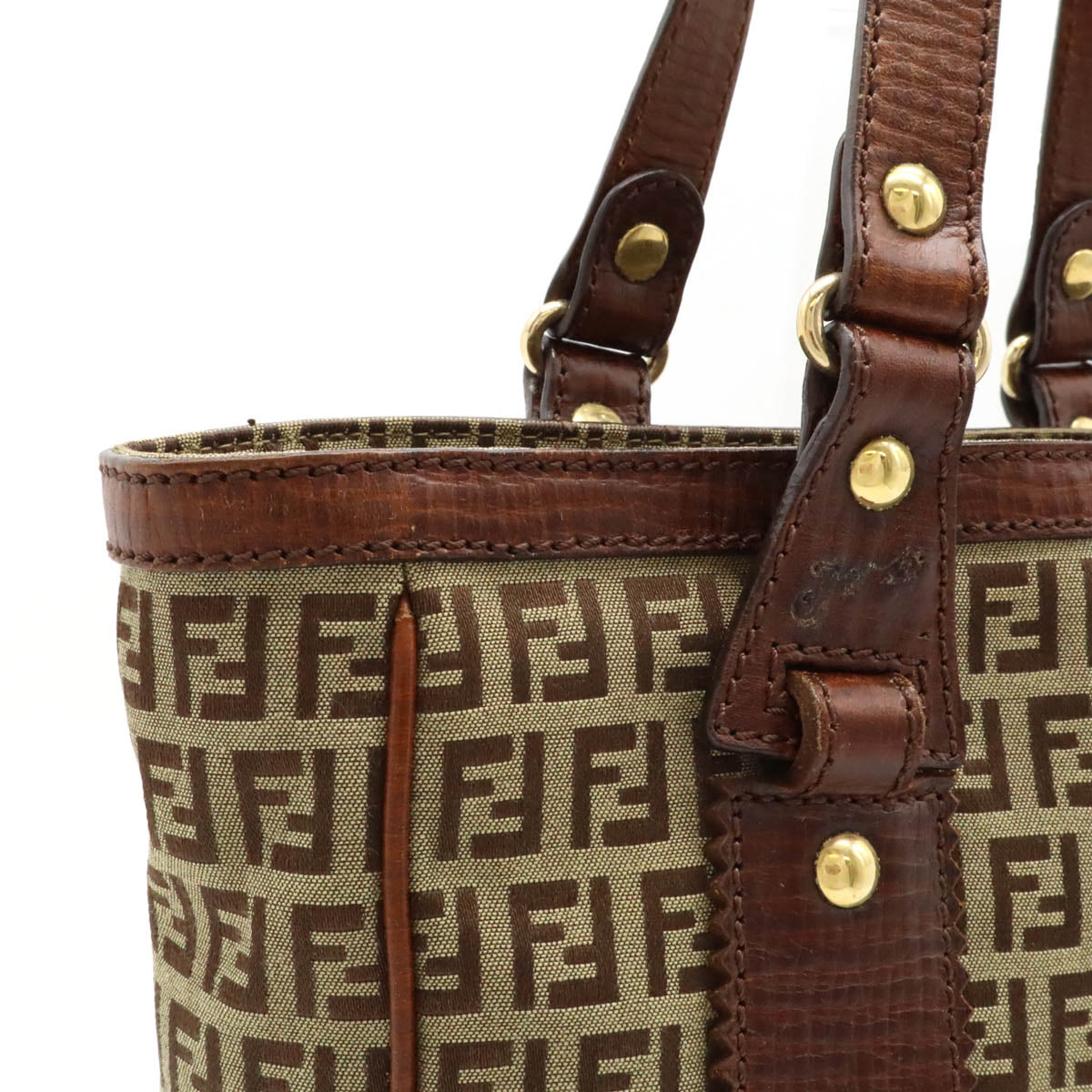 Fendi Zucchino Tote Bag Canvas Leather