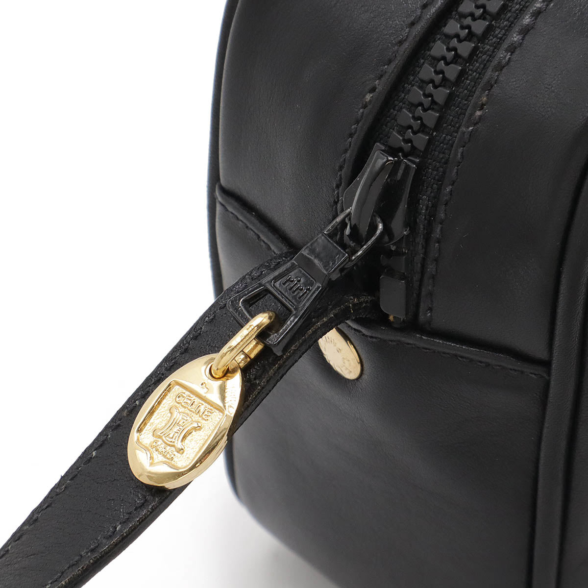 Celine Triomphe Leather Shoulder Bag Black