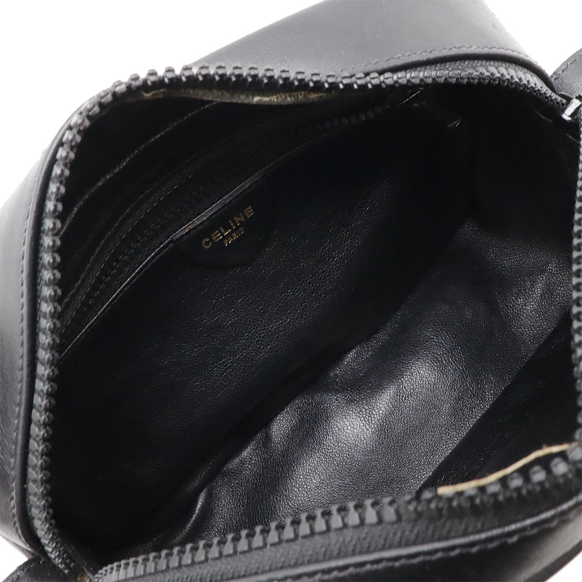 Celine Triomphe Leather Shoulder Bag Black