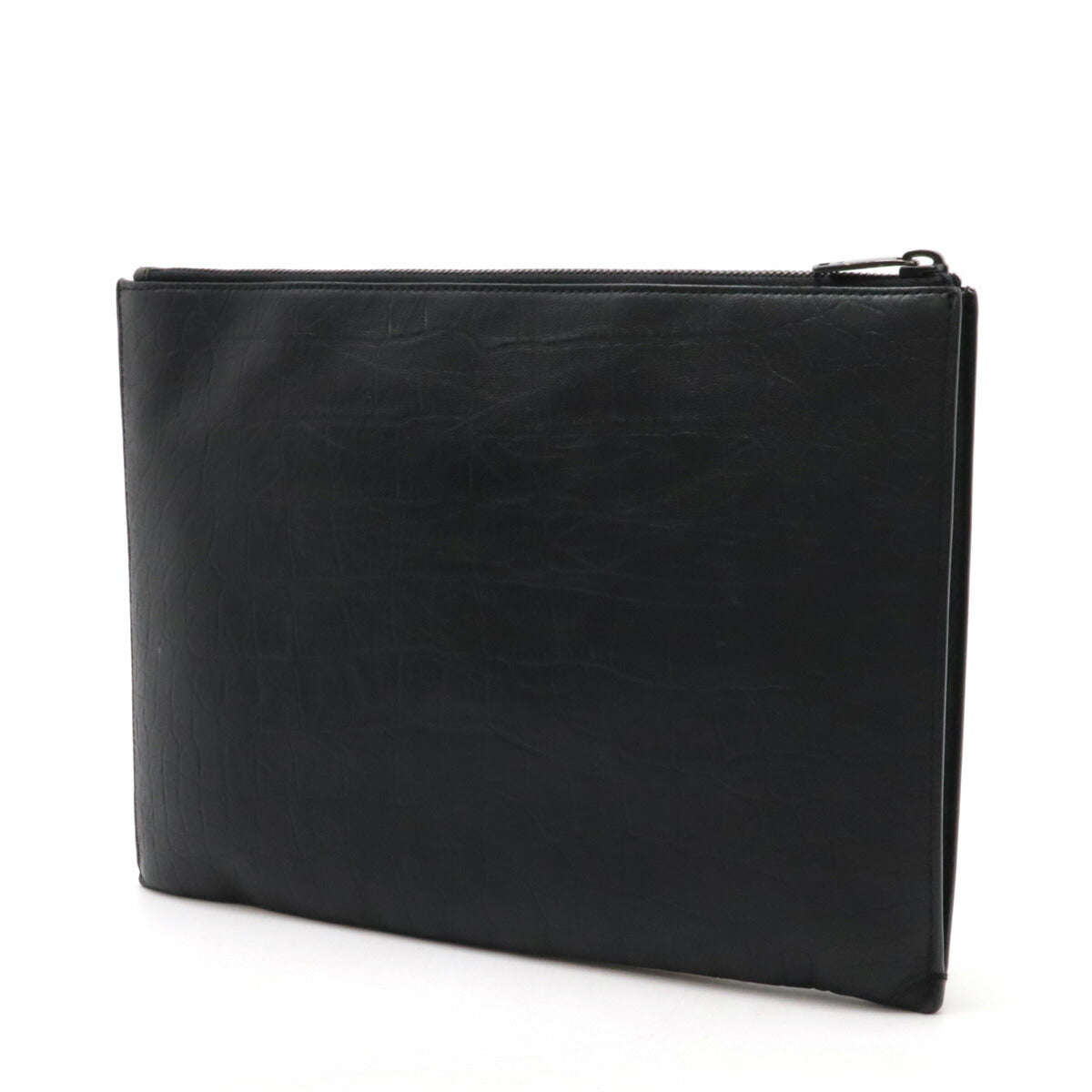 Yves Saint Laurent Leather Monogram Zip Clutch