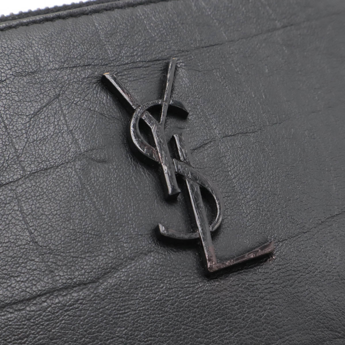 Yves Saint Laurent Leather Monogram Zip Clutch