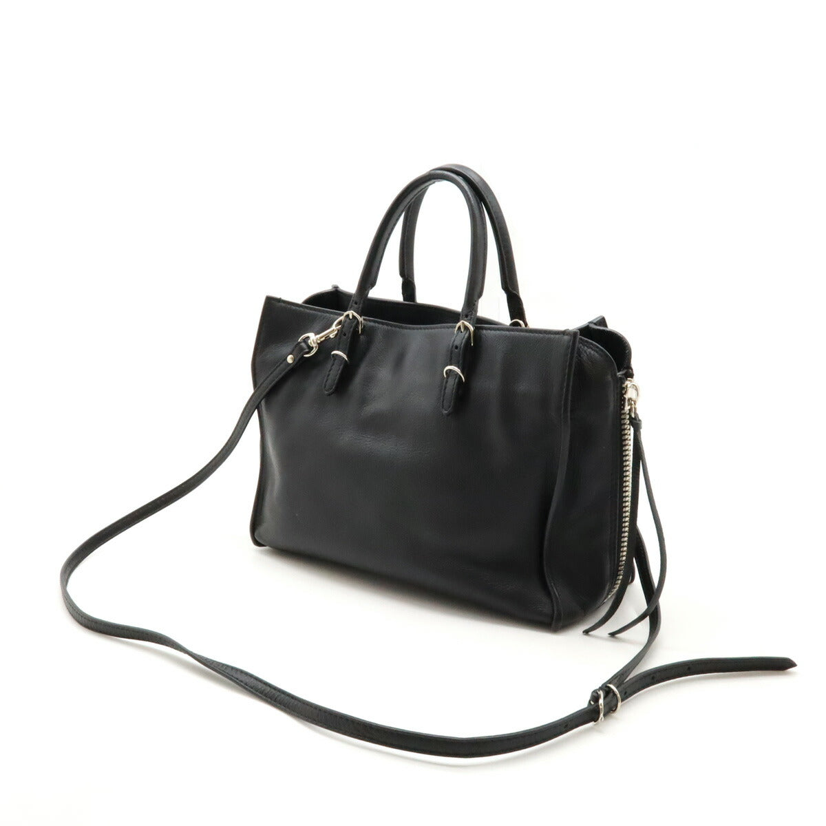 Balenciaga Leather Paper A6 Zip Around Handbag