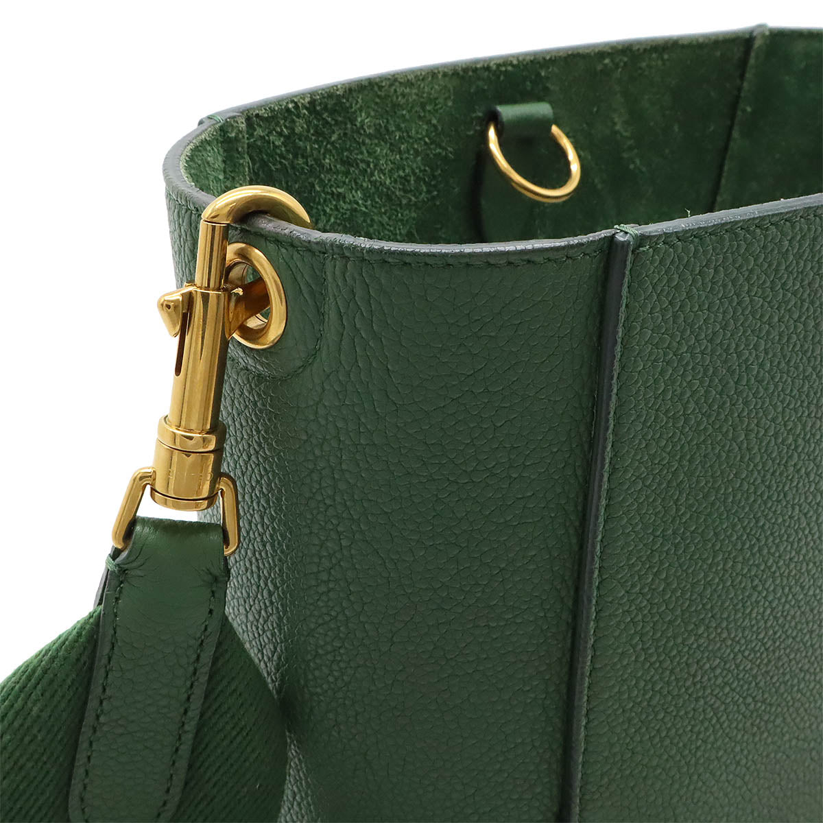 Celine Sangle Bucket Small Leather Shoulder Bag Green