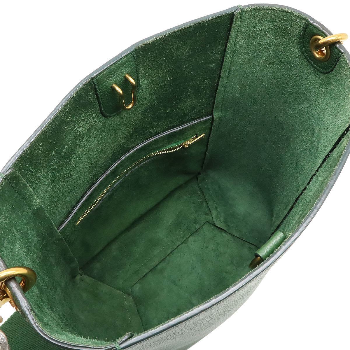 Celine Sangle Bucket Small Leather Shoulder Bag Green