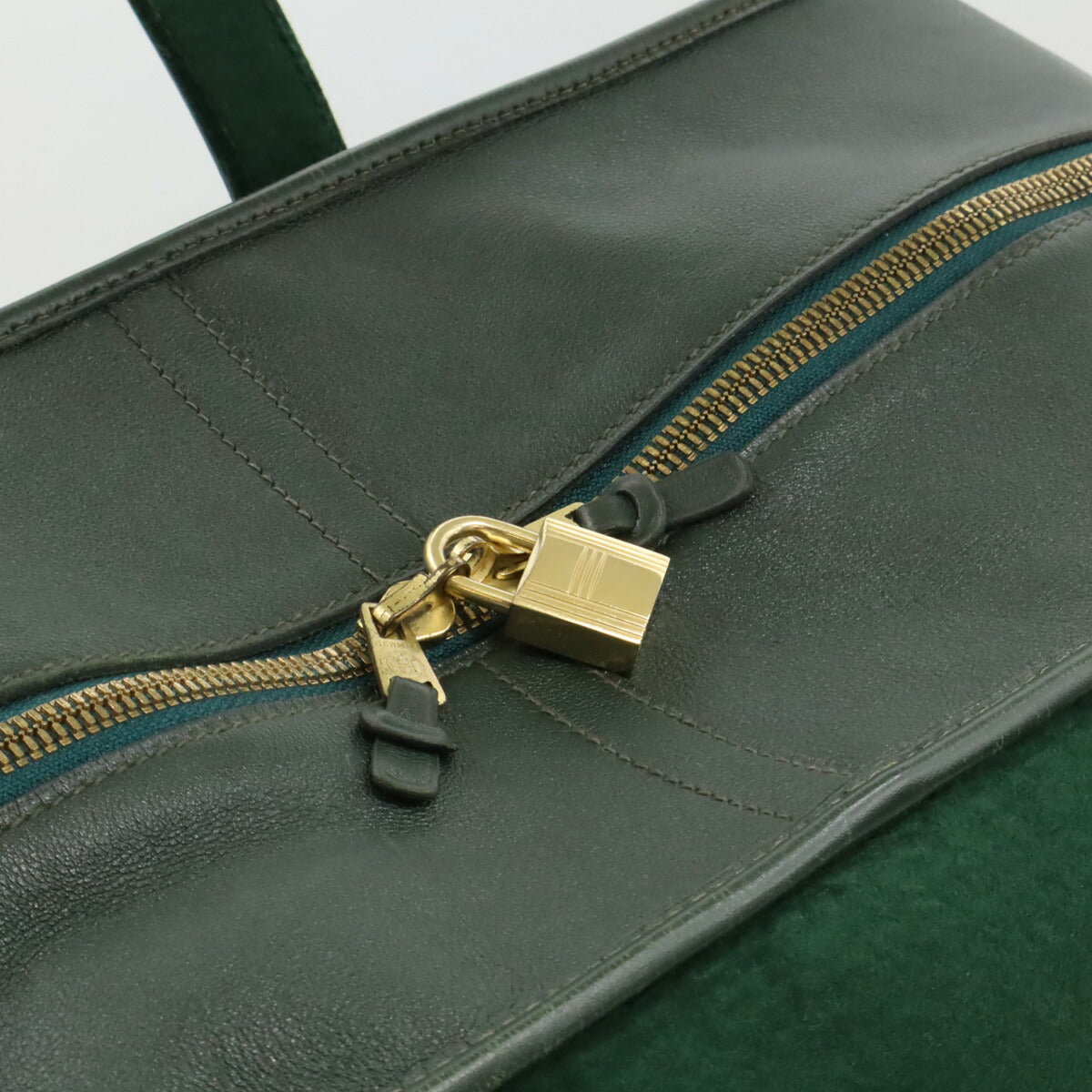 Hermes Felt Leather Boston Travel Bag Dark Green