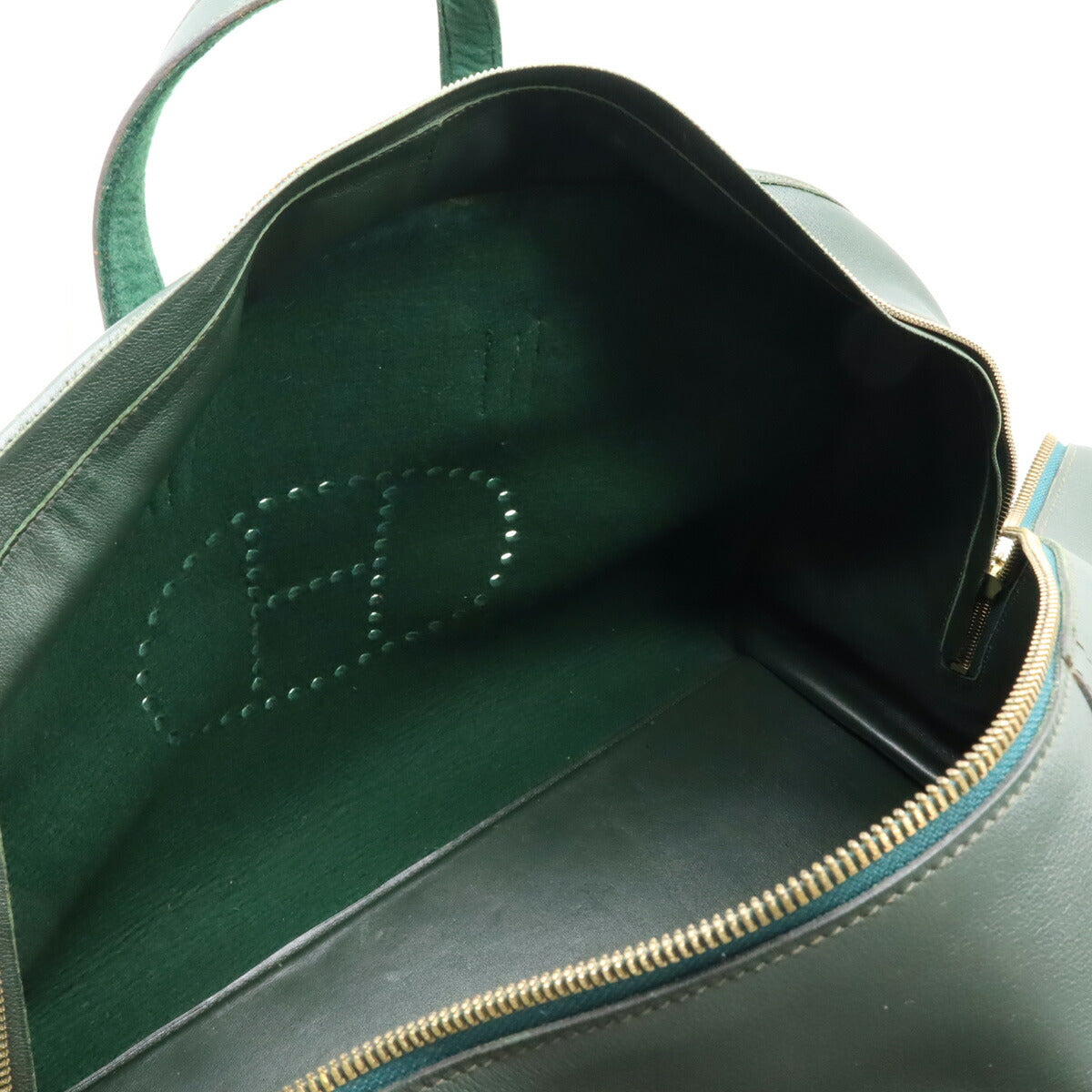 Hermes Felt Leather Boston Travel Bag Dark Green