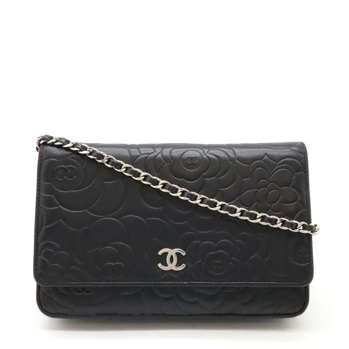 Chanel Camellia Lambskin Chain Wallet Bag