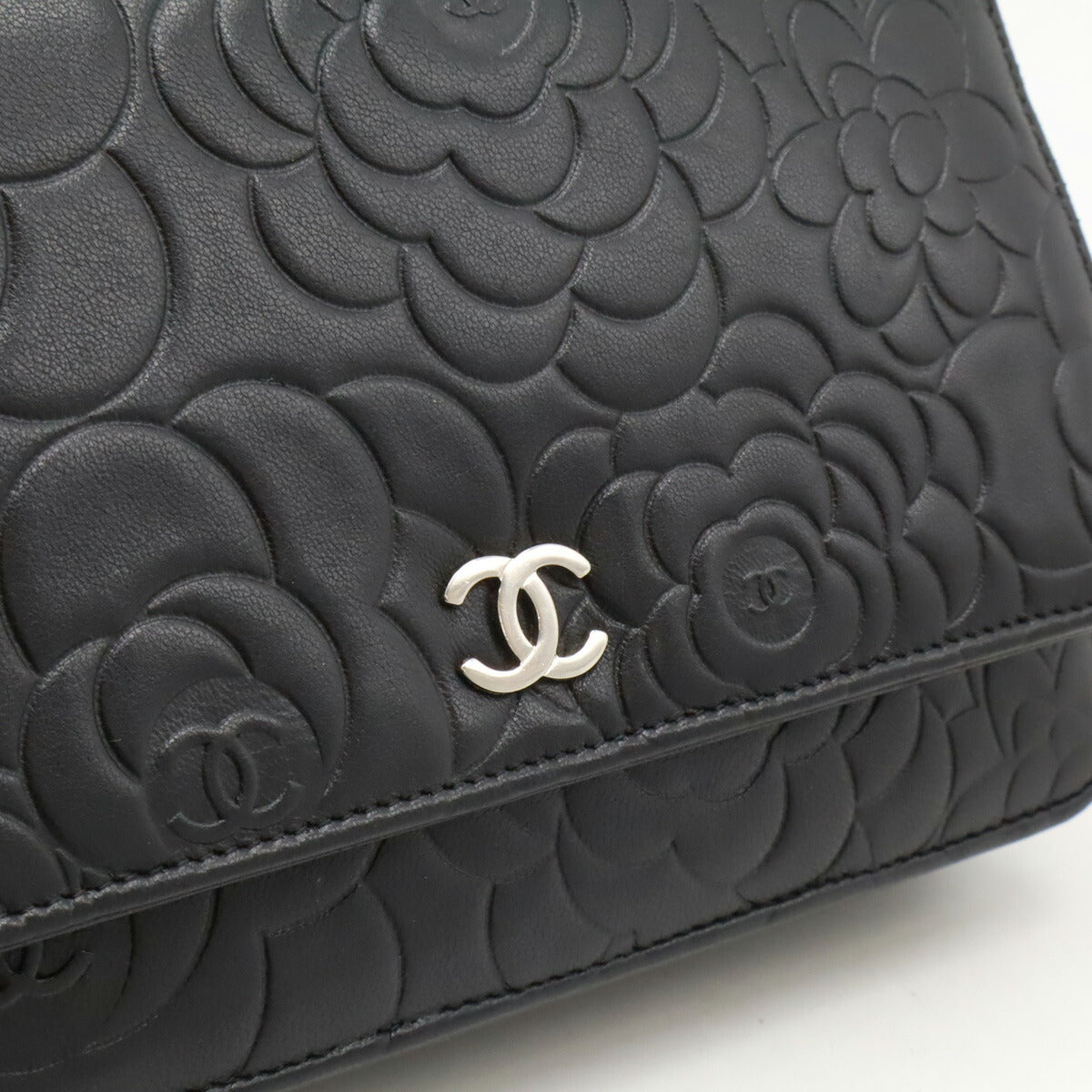 Chanel Camellia Lambskin Chain Wallet Bag