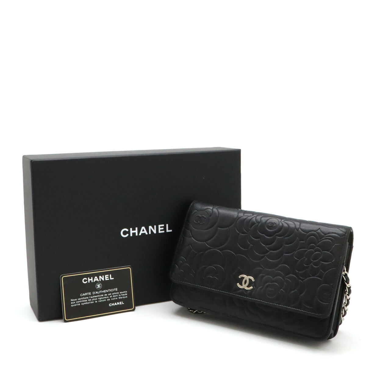 Chanel Camellia Lambskin Chain Wallet Bag