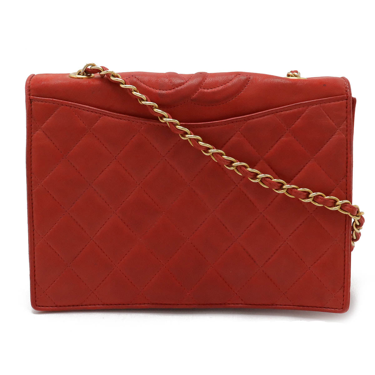 Chanel Matelasse Leather Chain Shoulder Bag Red