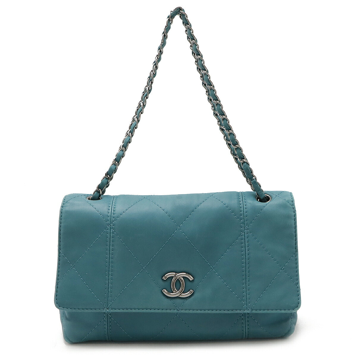 Chanel Quilted Leather Shoulder Bag Turquoise