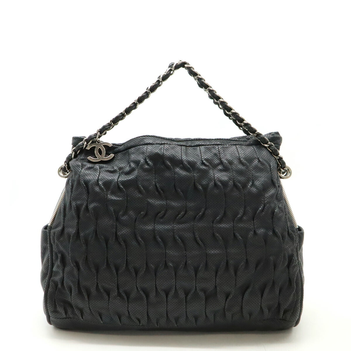 Chanel Gathered Leather Shoulder Bag Black