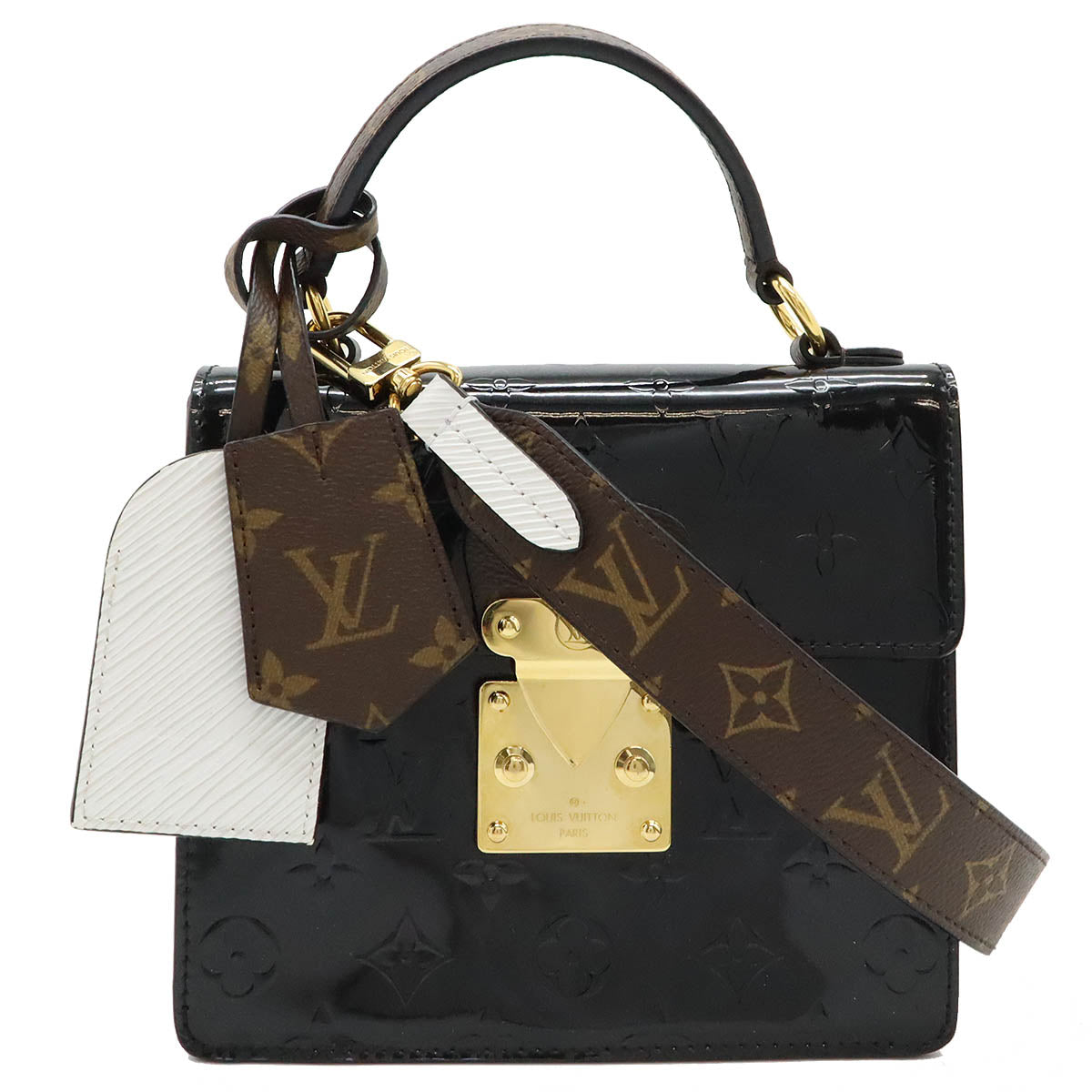 Louis Vuitton Monogram Vernis Spring Street PM Handbag Black M90375